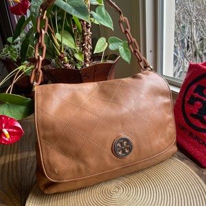 Tory Burch Leather Hobo Bag Tan Alice Shoulderbag